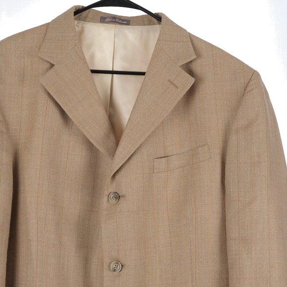 Oscar De La Renta Silk Wool Tan Sport Coat 46R - Picture 2 of 8